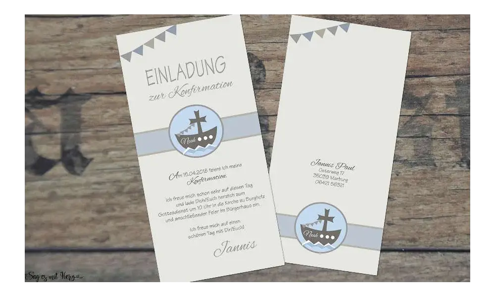 Einladungskarten Kommunion Schiff