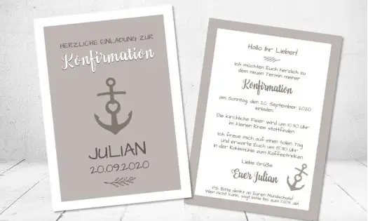 Einladungskarten Konfirmation Anker