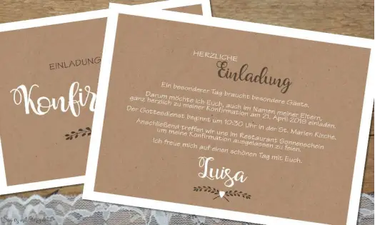 Einladungskarten Konfirmation diy