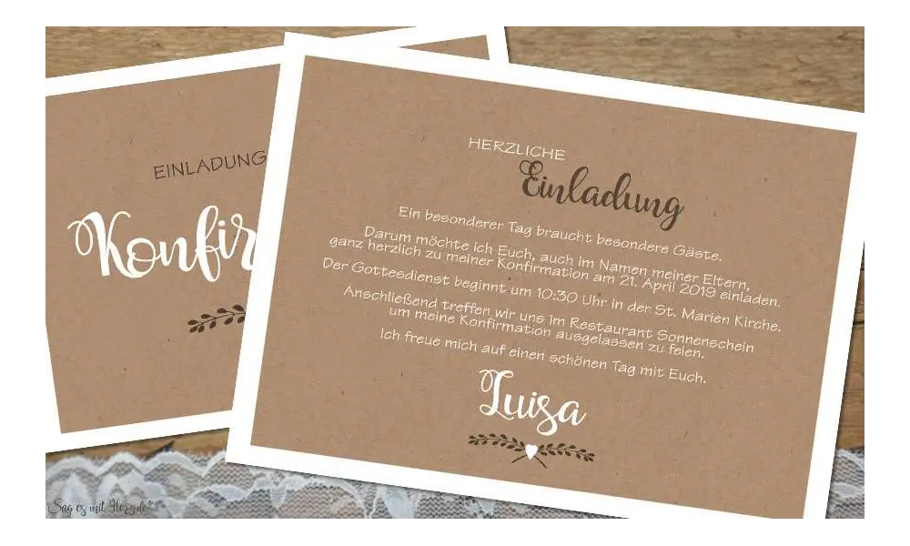 Einladungskarten Konfirmation diy
