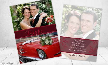 Danksagungskarte, Karte Hochzeit, rot Postkarte