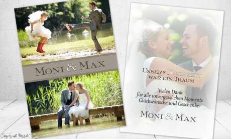 Danksagungskarte, Karte Hochzeit, Postkarte, grau taupe