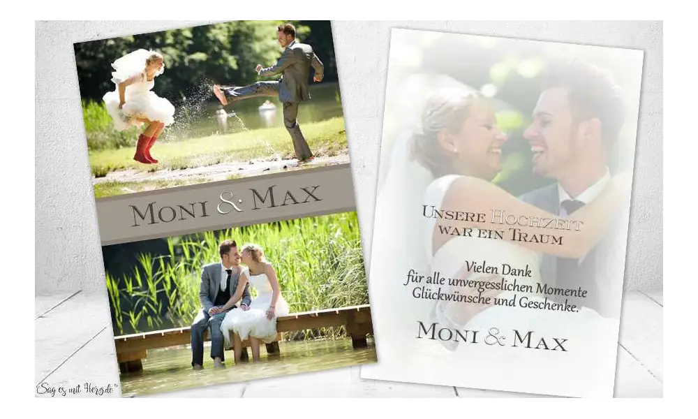 Danksagungskarte, Karte Hochzeit, Postkarte, grau taupe