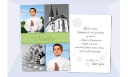 Danksaung Kommunion / Konfirmation, Postkarte 10x15 cm, grün