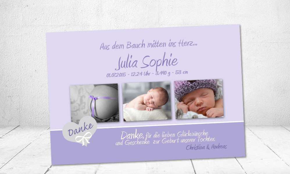 Dankeskarten Geburt Collage