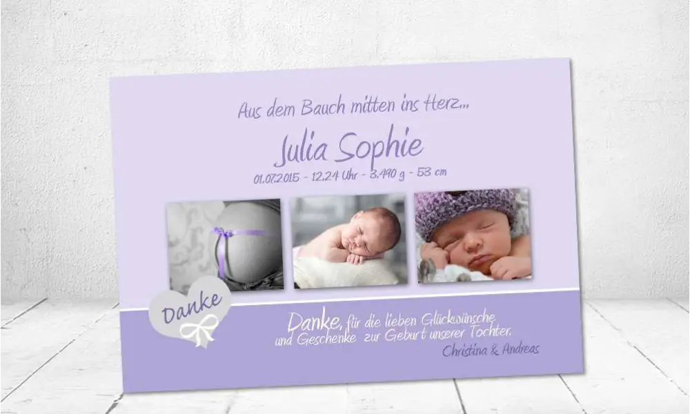 Dankeskarten Geburt Collage