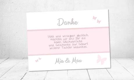 Danksagungskarten Geburt schlicht