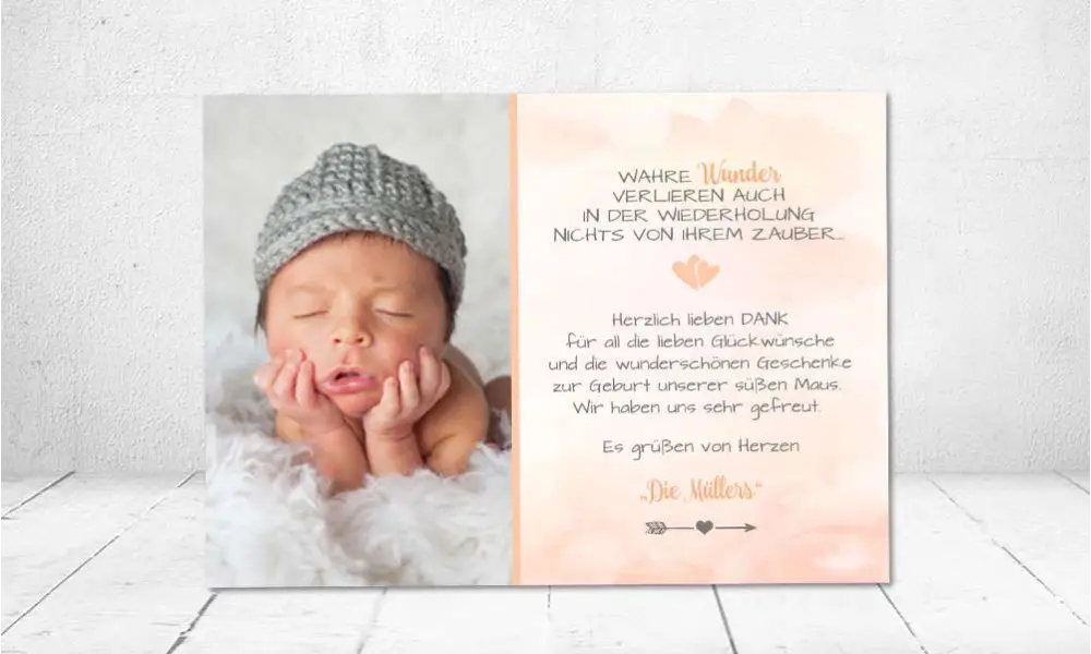 Dankeskarten Geburt aquarell pastell Postkarte