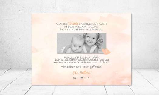 Dankeskarten Geburt aquarell pastell Postkarte