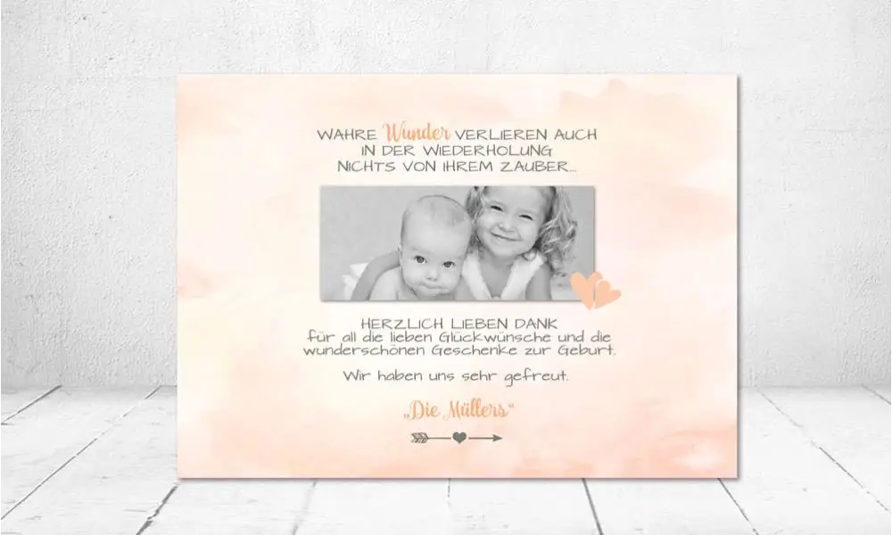 Dankeskarten Geburt aquarell pastell Postkarte
