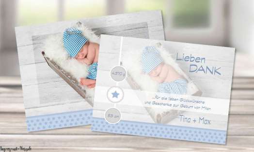 Dankeskarten zur Geburt Junge