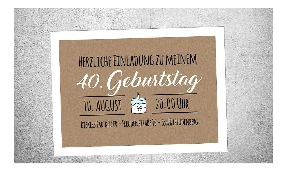 Einladungskarten Geburtstag Vintage Stil 40 30 Kraftpapier