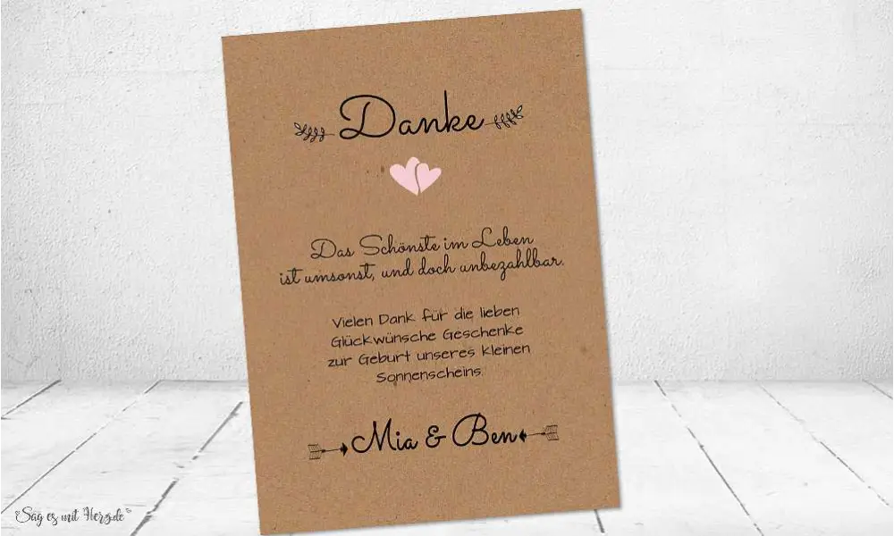 Dankeskarten Geburt Kraftpapier diy