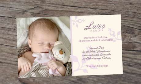 Dankeskarte Geburt Baby Fotokarte