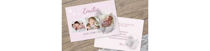 Danksagung Geburt Postkarte 10x15  rosa