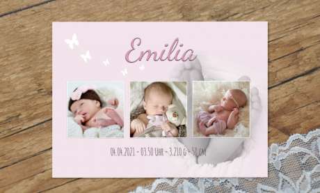 Danksagung Geburt Postkarte 10x15  rosa