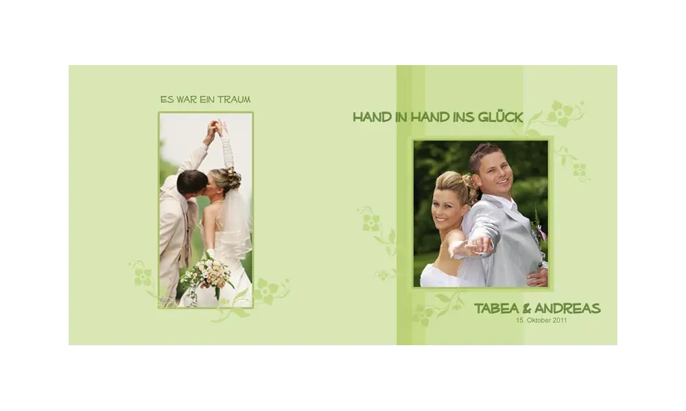 Karte, Danksagungskarte Hochzeit "Hand in Hand", Klappkarte Quadrat, grün