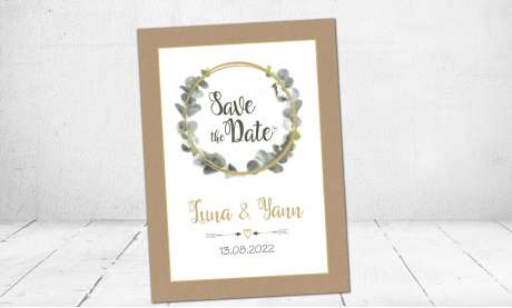 Save the Date Karten Vintage Boho Olive Eukalyptus