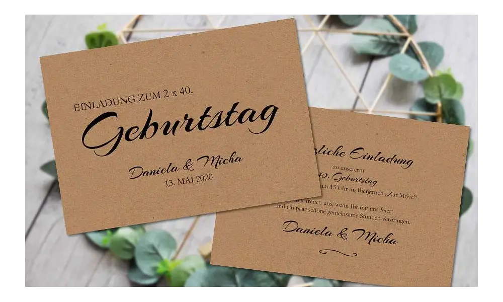 Einladungskarten Geburtstag Vintage Kraftpapier
