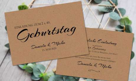 Einladungskarten Geburtstag Vintage Kraftpapier