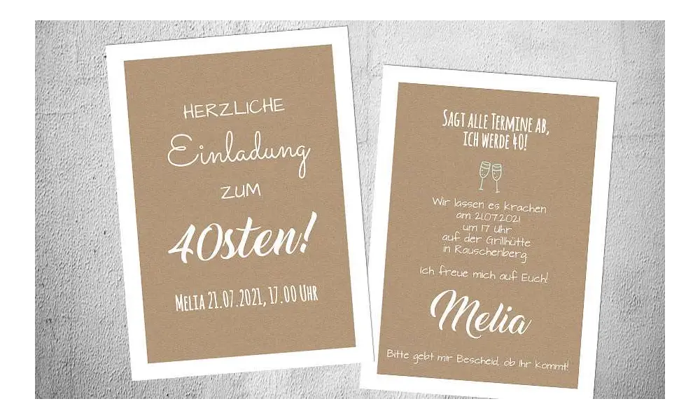 Einladungskarten Geburtstag Vintage Kraftpapier
