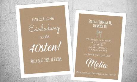 Einladungskarten Geburtstag Vintage Kraftpapier