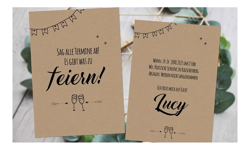Einladungskarten Geburtstag Vintage Kraftpapier