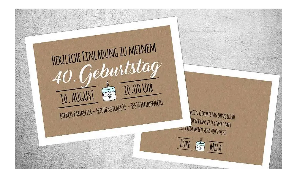 Einladungskarten Geburtstag Vintage Kraftpapier