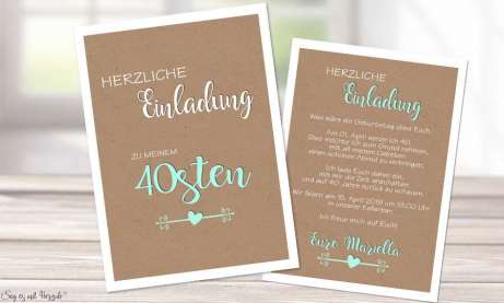 Einladungskarten Geburtstag Vintage Kraftpapier