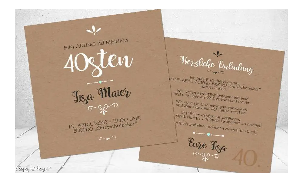 Einladungskarten Geburtstag Vintage Kraftpapier