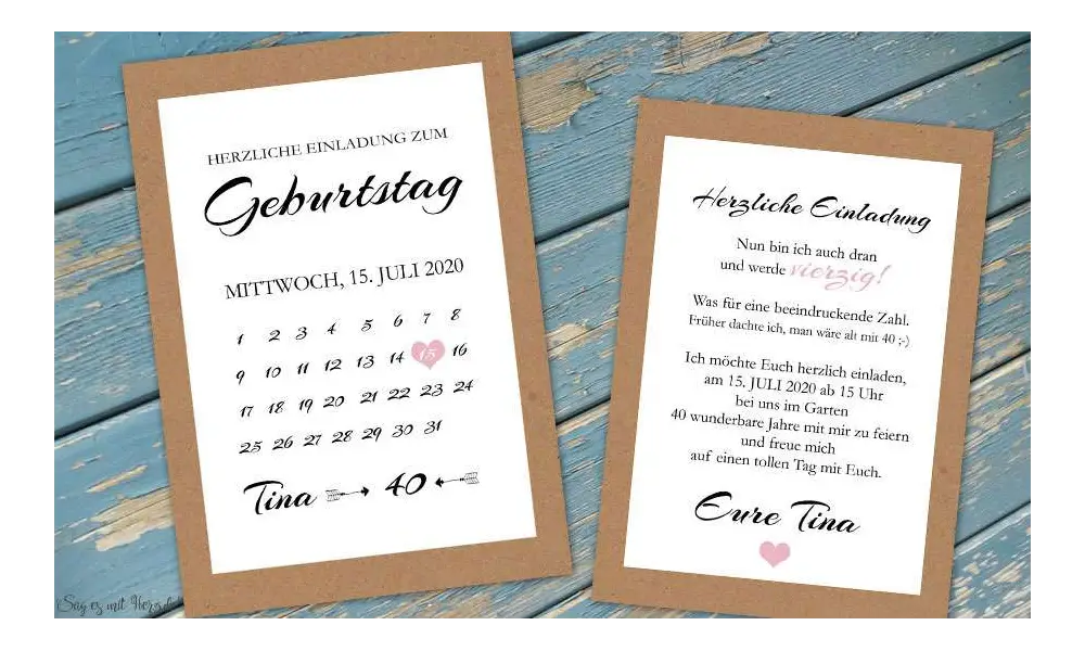 Einladungskarten Geburtstag Kalender