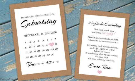 Einladungskarten Geburtstag Kalender
