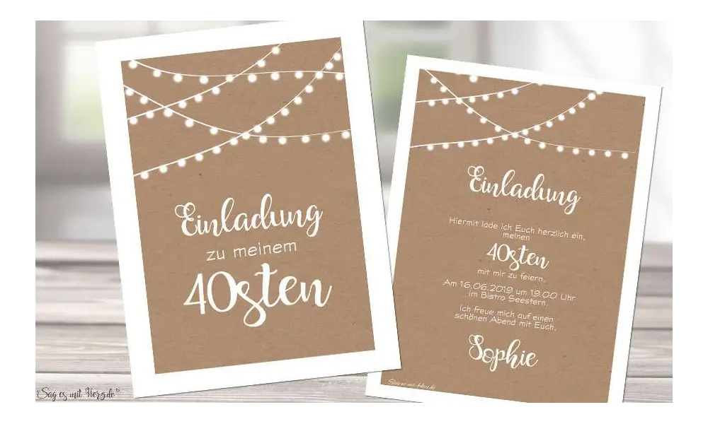 Einladungskarten Geburtstag Vintage Kraftpapier