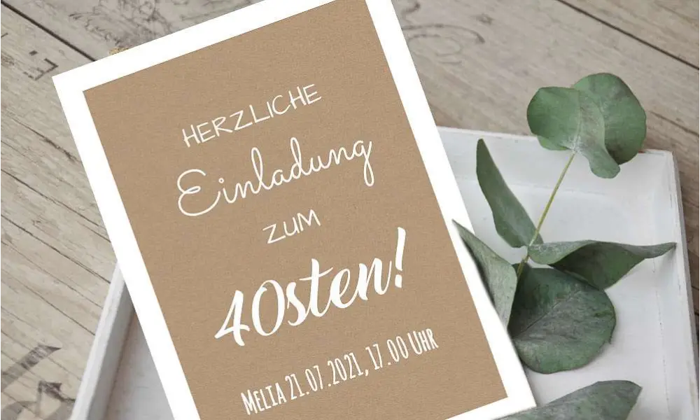 Einladungskarten 40. Geburtstag Vintage Kraftpapier