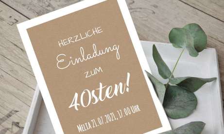 Einladungskarten 40. Geburtstag Vintage Kraftpapier