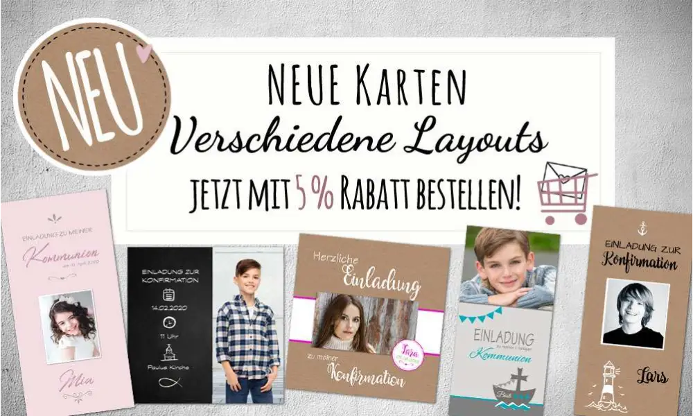 Einladungskarten Kommunion Vintage Stil Konfirmation Kraftpapier mit Foto