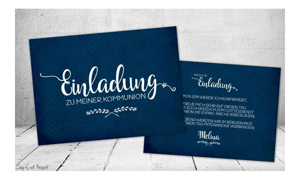 Einladungskarten Konfirmation dunkelblau Postkarte modern
