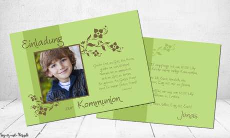 Einladungskarte Kommunion mit Foto Postkarte Junge