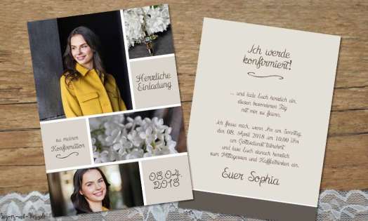 Einladungskarten Konfirmation modern Postkarte mit Foto Vintage Stil