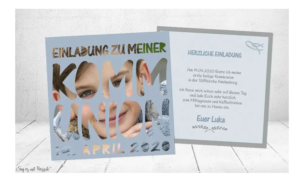 Einladung Kommunion Foto in Schrift
