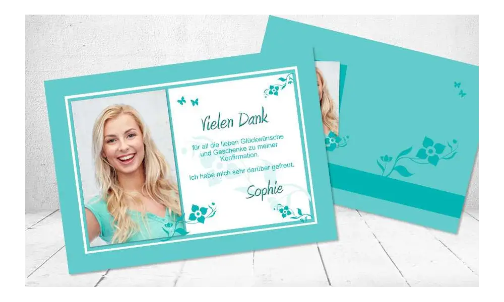 Danksagungskarte Konfirmation türkis Postkarte