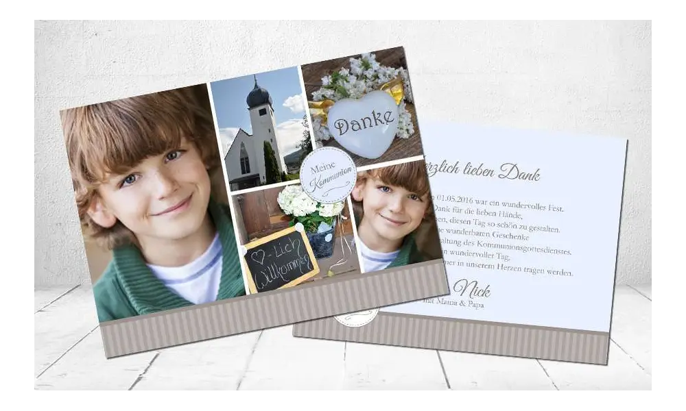 Danksagungskarte Kommunion viele Fotos Fotocollage