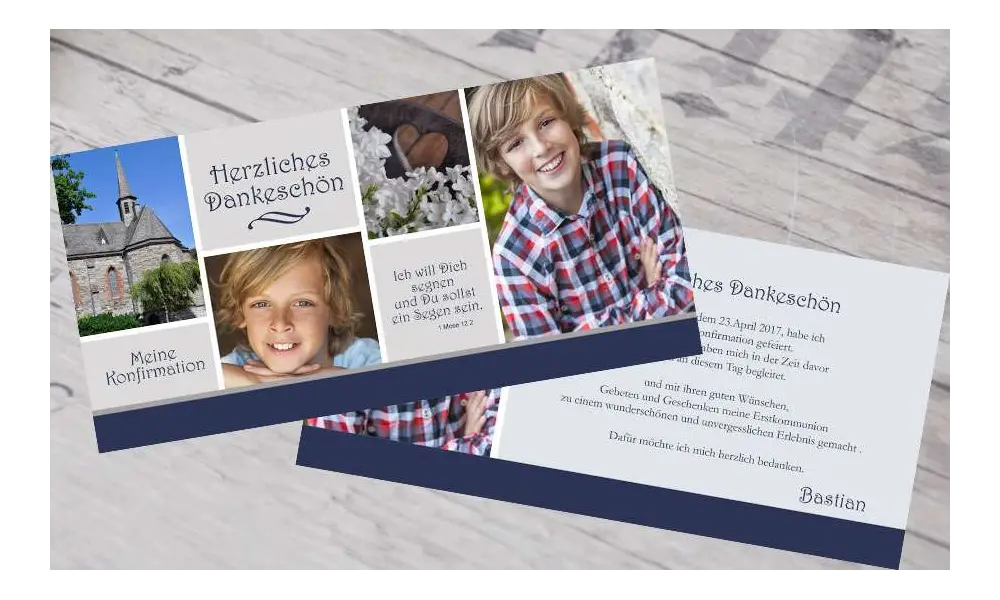 Dankeskarte Konfirmation dunkelblau