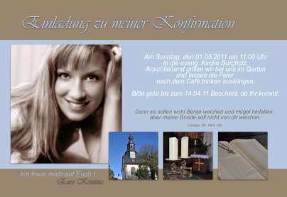 Einladung Kommunion / Konfirmation, Fotokarte 10x15 cm, braun hellblau