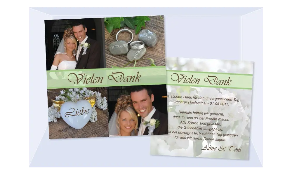 Danksagungskarte, Karte Hochzeit "4You", grün