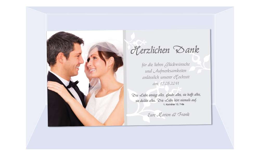 Danksagungskarte, Karte Hochzeit, Fotokarte, grau