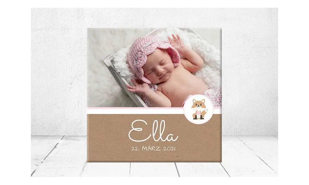 Geschenk Geburt personalisiert Baby Wandbild Geburtsdaten Leinwand Junge Mädchen Kinderzimmer mit Foto