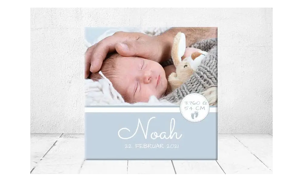 Geschenk Geburt personalisiert Baby Wandbild Geburtsdaten Leinwand Junge Mädchen Kinderzimmer