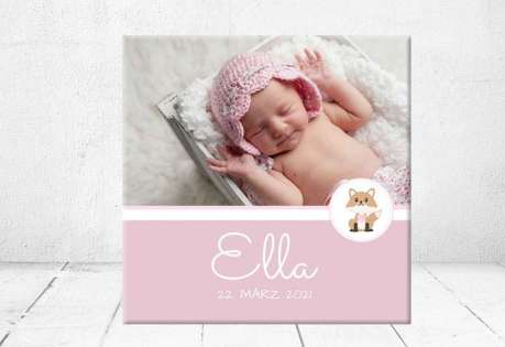 Geschenk Geburt personalisiert Baby Wandbild Geburtsdaten Leinwand Junge Mädchen Kinderzimmer rosa