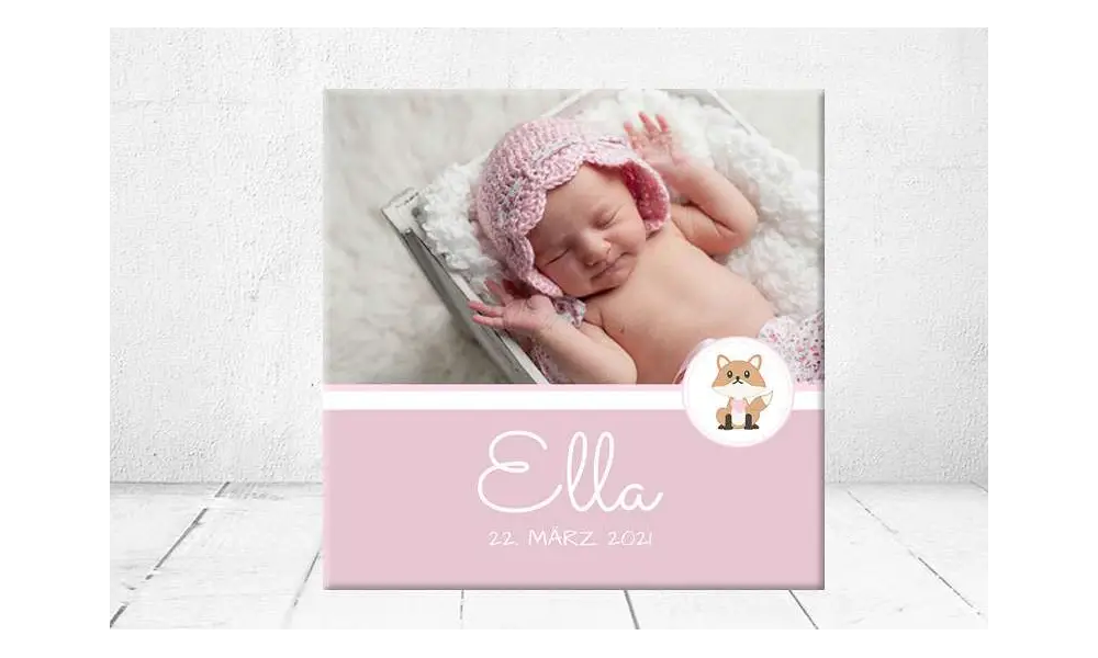 Geschenk Geburt personalisiert Baby Wandbild Geburtsdaten Leinwand Junge Mädchen Kinderzimmer rosa